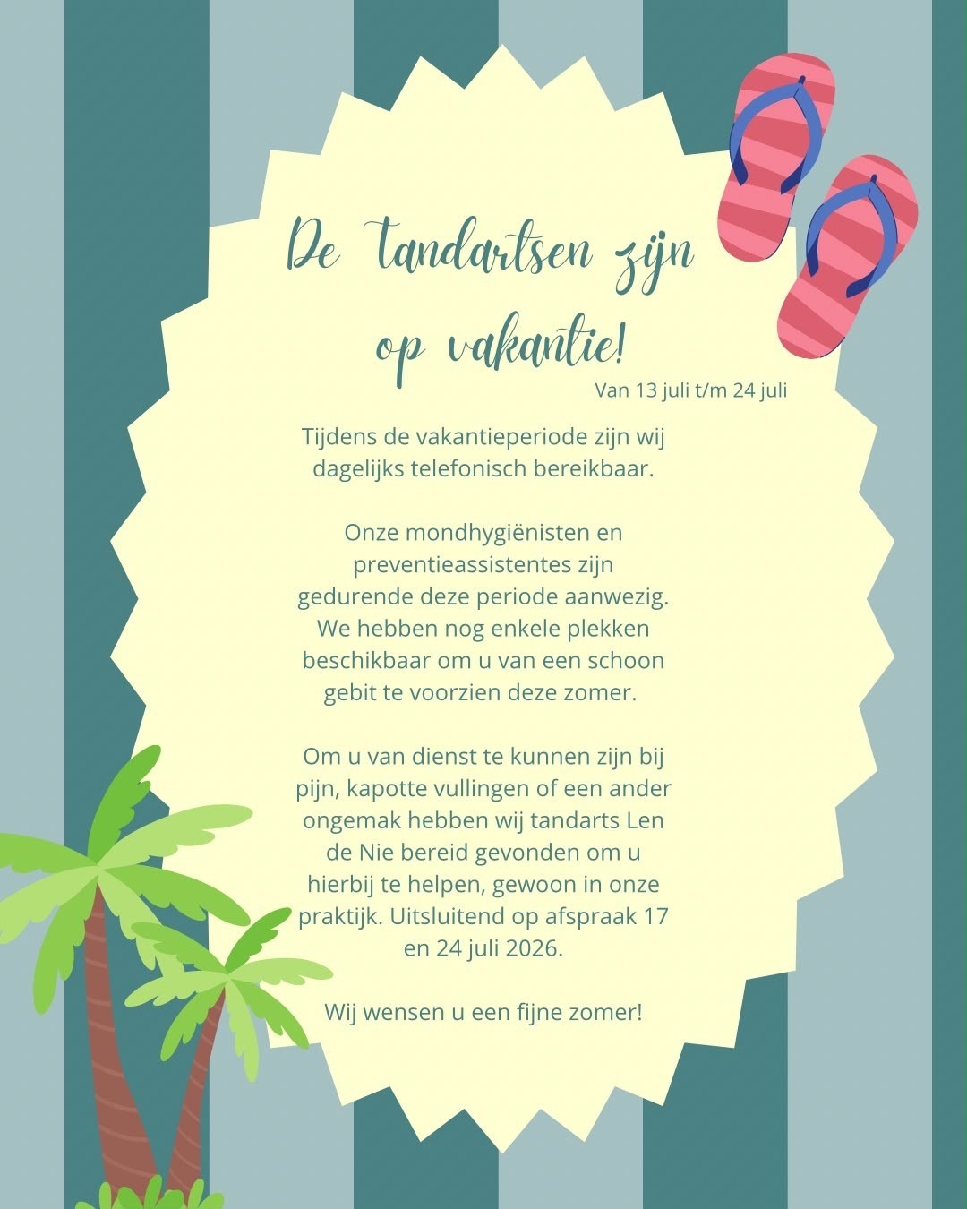 tandartsen afwezig
